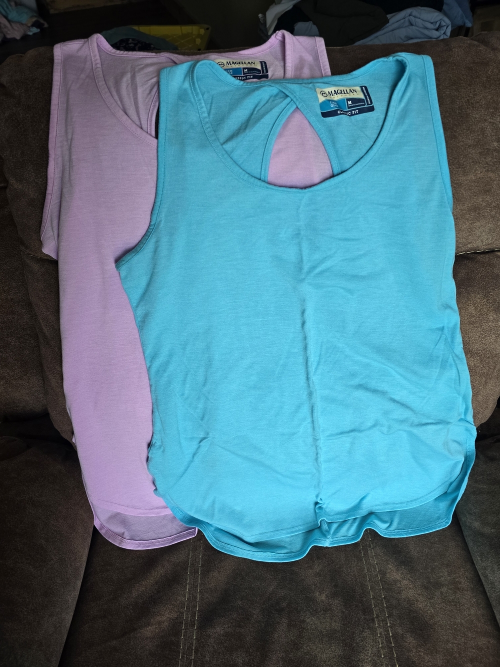 Magellan Outdoors Teal & Lavender Tank Tops